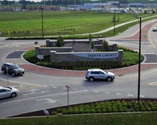 N. Dubuque Street and North Liberty Road,
																	adjacent to Liberty High School.